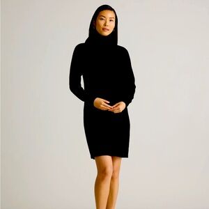 Quince Mongolian Cashmere Turtleneck Black Sweater Dress - Size Small